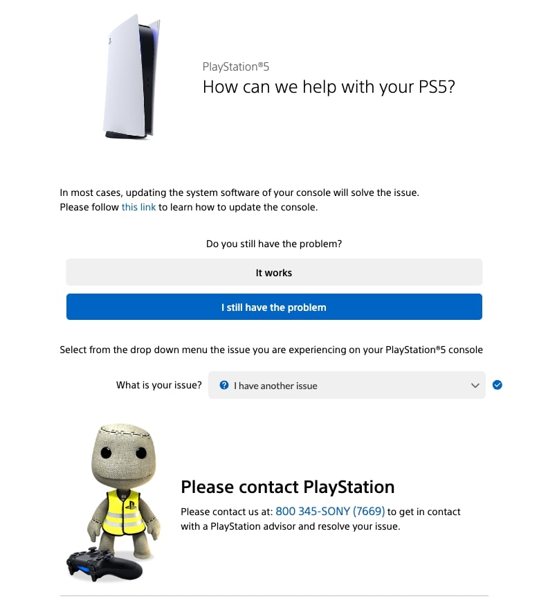 contact playstation support