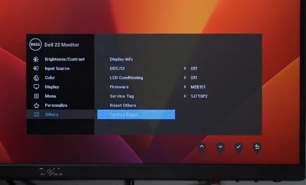 factory reset dell monitor