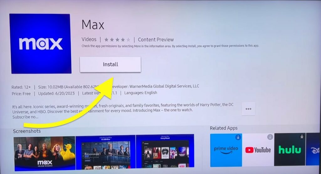 install max on samsung tv