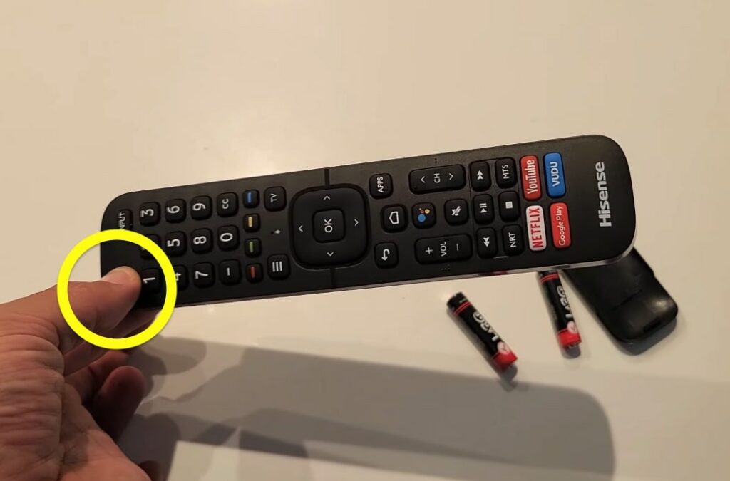 press and hold power button on hisense tv remote