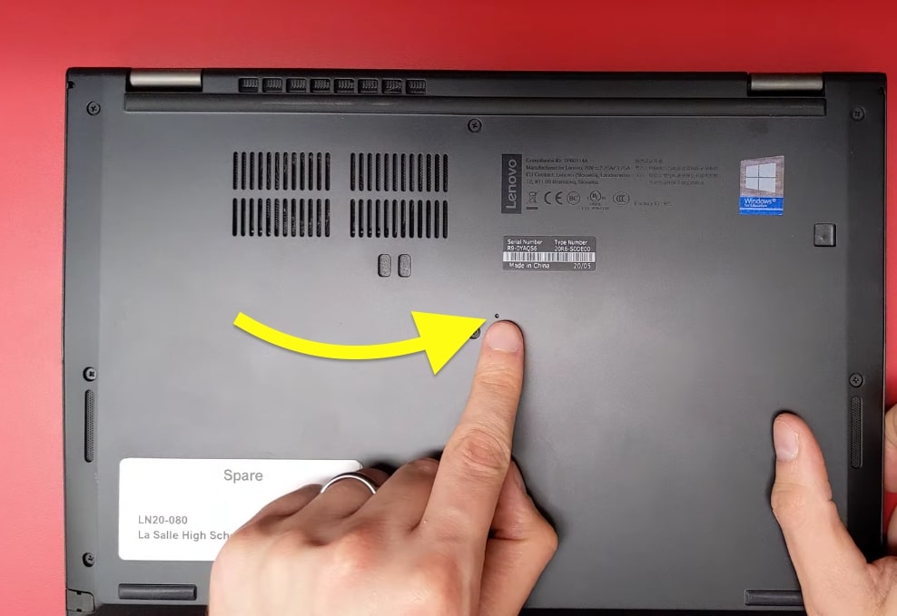 reset button on lenovo laptop