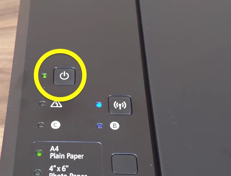 canon printer power button