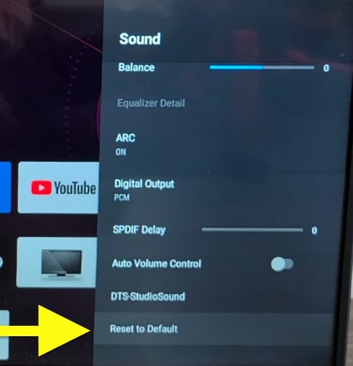 reset hisense tv sound settings