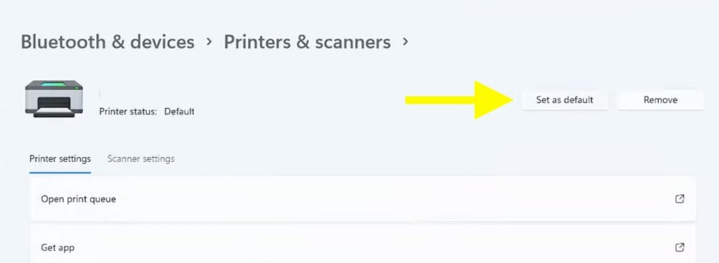 set as default printer windows