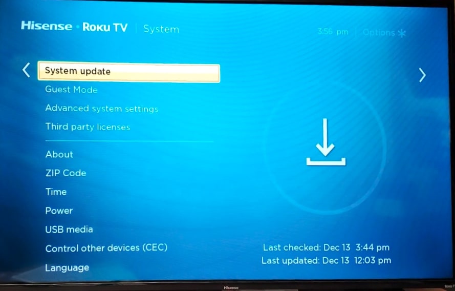 update hisense roku tv