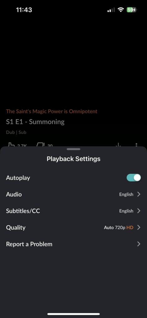 crunchyroll playback settings