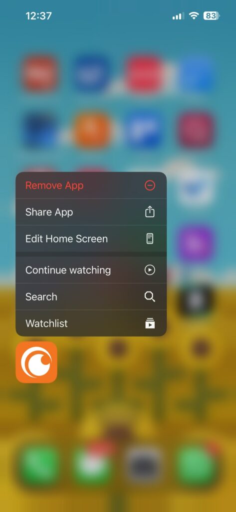 remove crunchyroll on ios