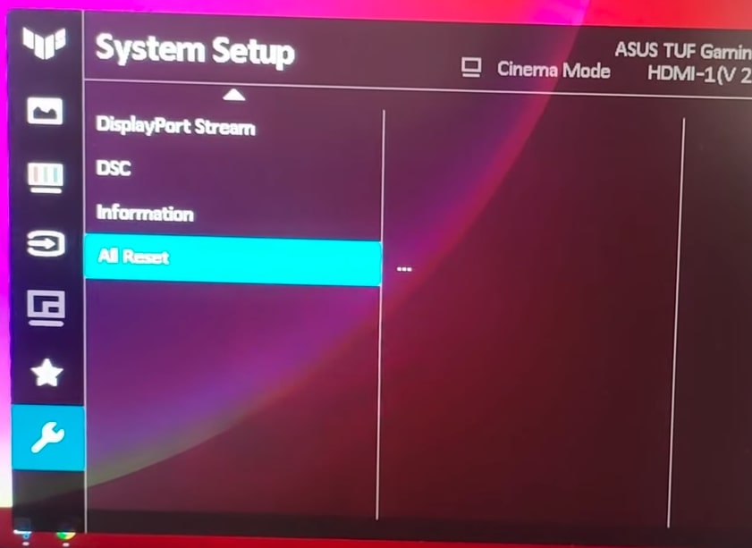 reset asus monitor