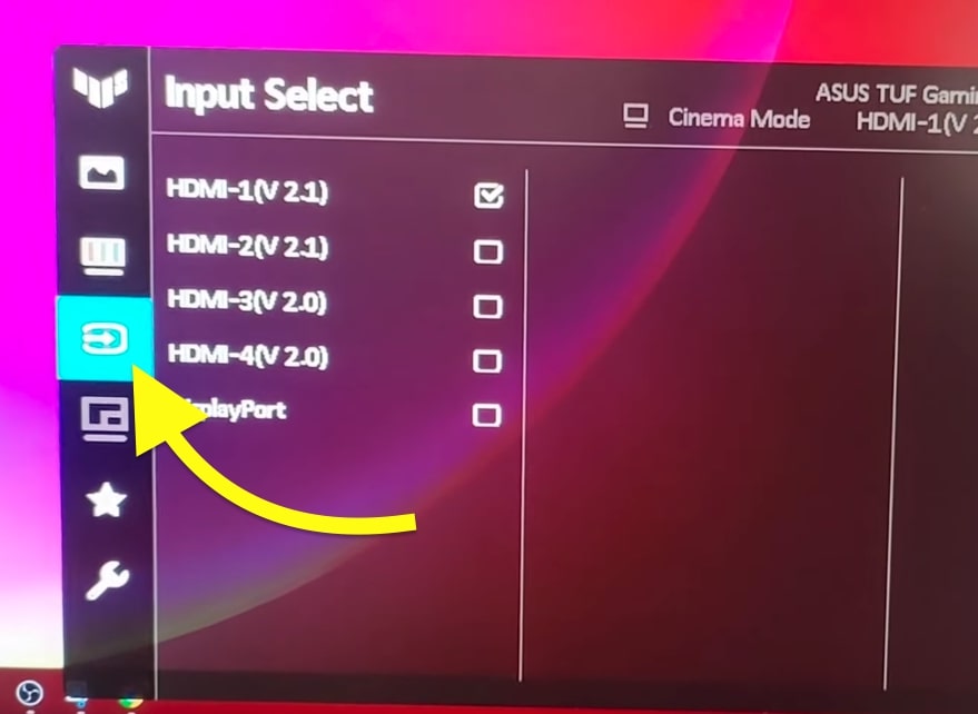 select input on asus monitor