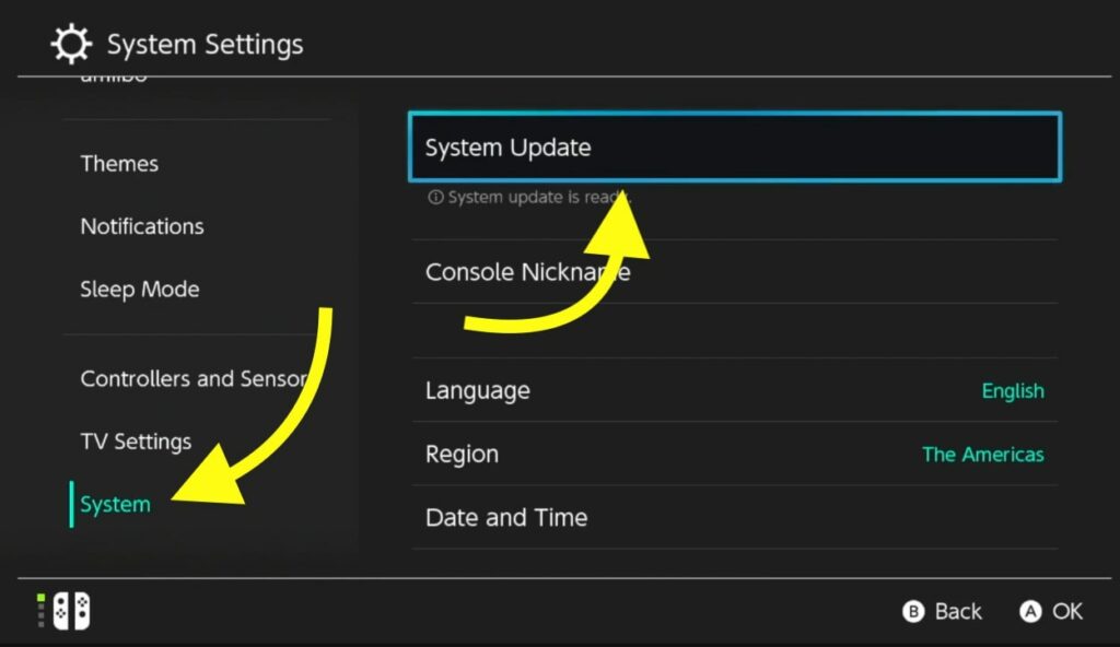 nintendo system update